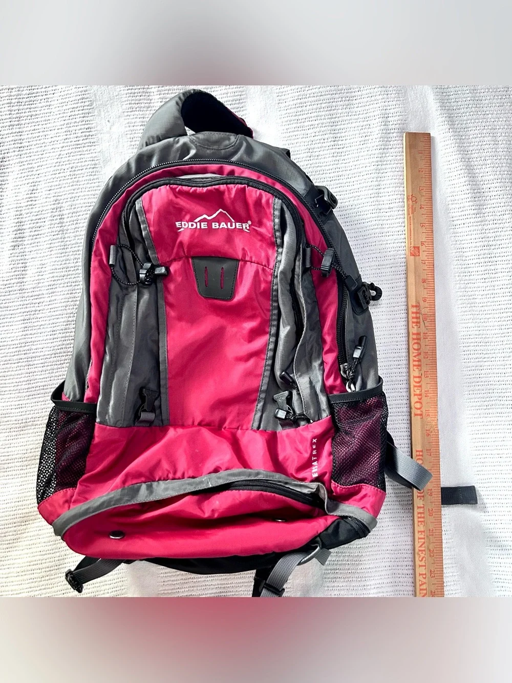 Vintage Rare Eddie Bauer Versatrex Backpack Red & Gray Hiking Ripstop Outdoors